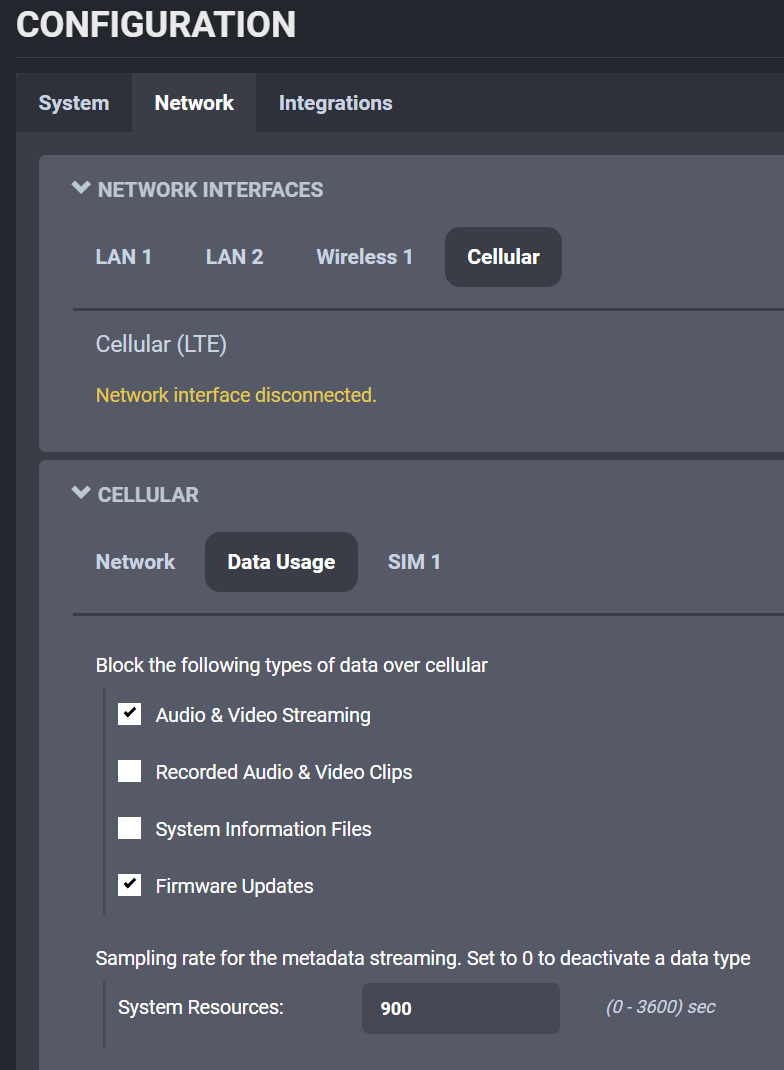Configuration Cellular Data Usage