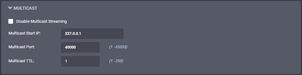 Configuration Multicast Settings