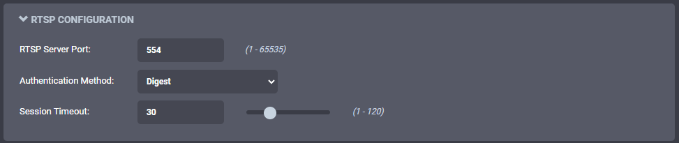 Configuration Rtsp Settings