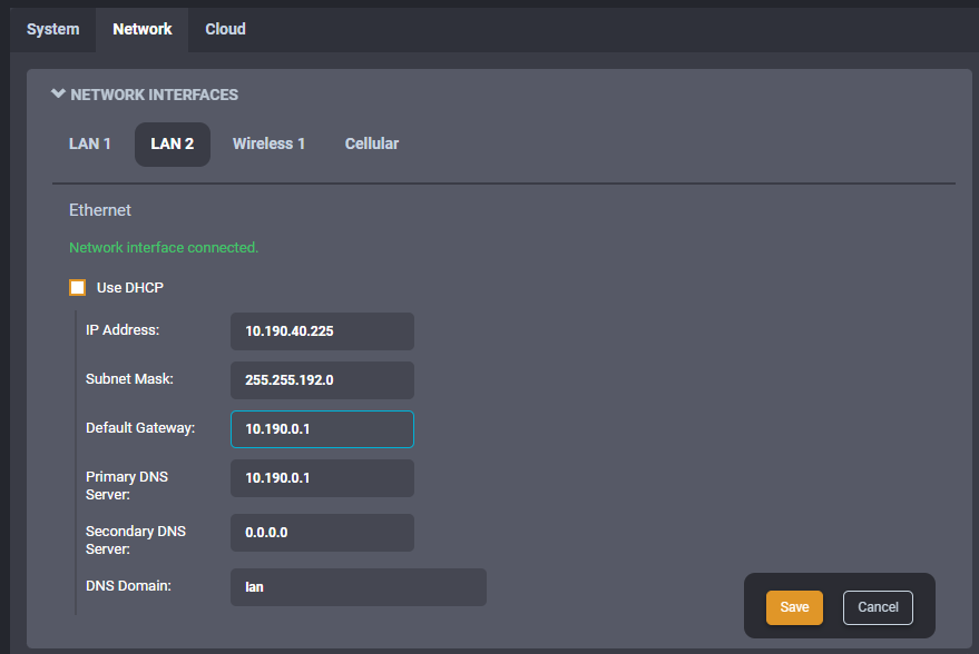 Configuration Static Ip Settings