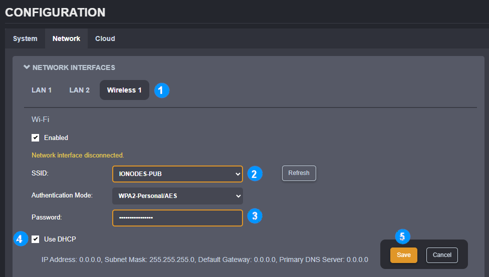 Configuration Wifi Settings