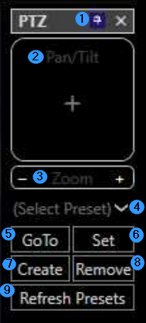 PTZ control overlay in a video tile
