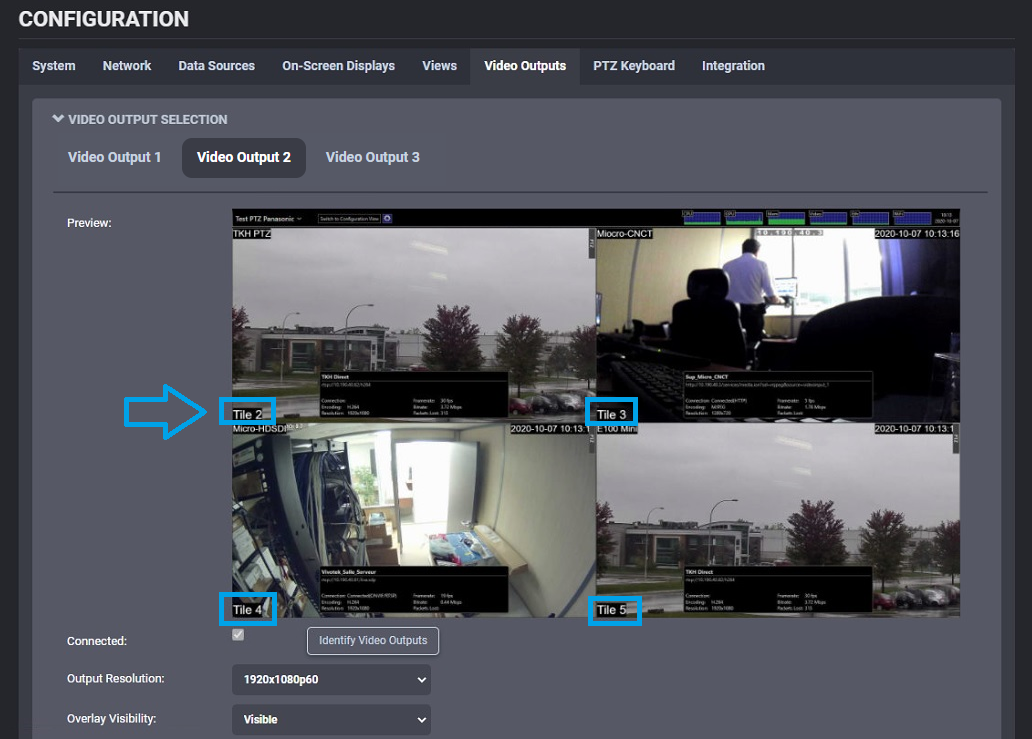 PTZ keyboard tile and camera assignment workflow