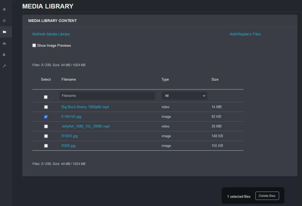Media Library page